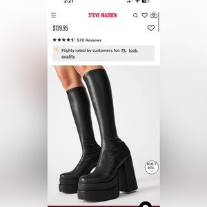 Steve Madden Black Platform Heeled Boots